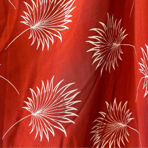 Madewell | Silk Off the Shoulder Dress | Orange Palm flower print | Size Medium - Picture 11 of 13